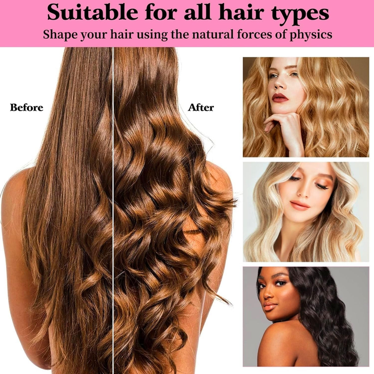 Curling Tie, Heatless Hair Curlers Overnight, Soft Ribbon Wrap for Long Hair, Heatless Curls Overnight Headband, Satin Heatless Curls Overnight, Upgraded Soft with Comb (Brown)